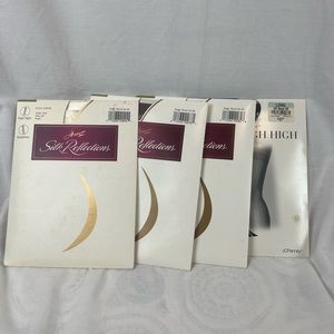 Hanes | Vintage Silk Reflections Thigh Highs Sandalfoot Pantyhose Lot of 4 NEW